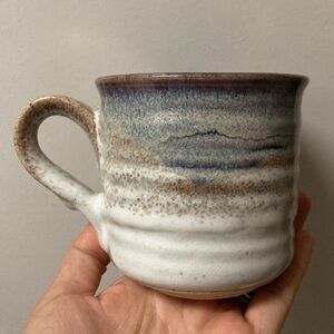 Handmade Ceramic Mug with Blue and Brown Accents speckled
